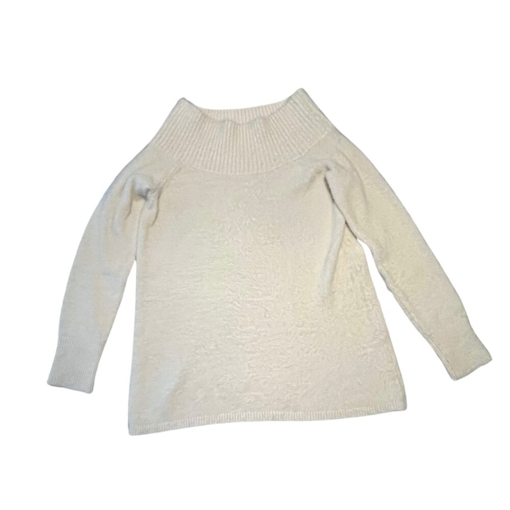 LOFT WOMENS COWL NECK CREAM SUPER SOFT SWEATER MEDIUM